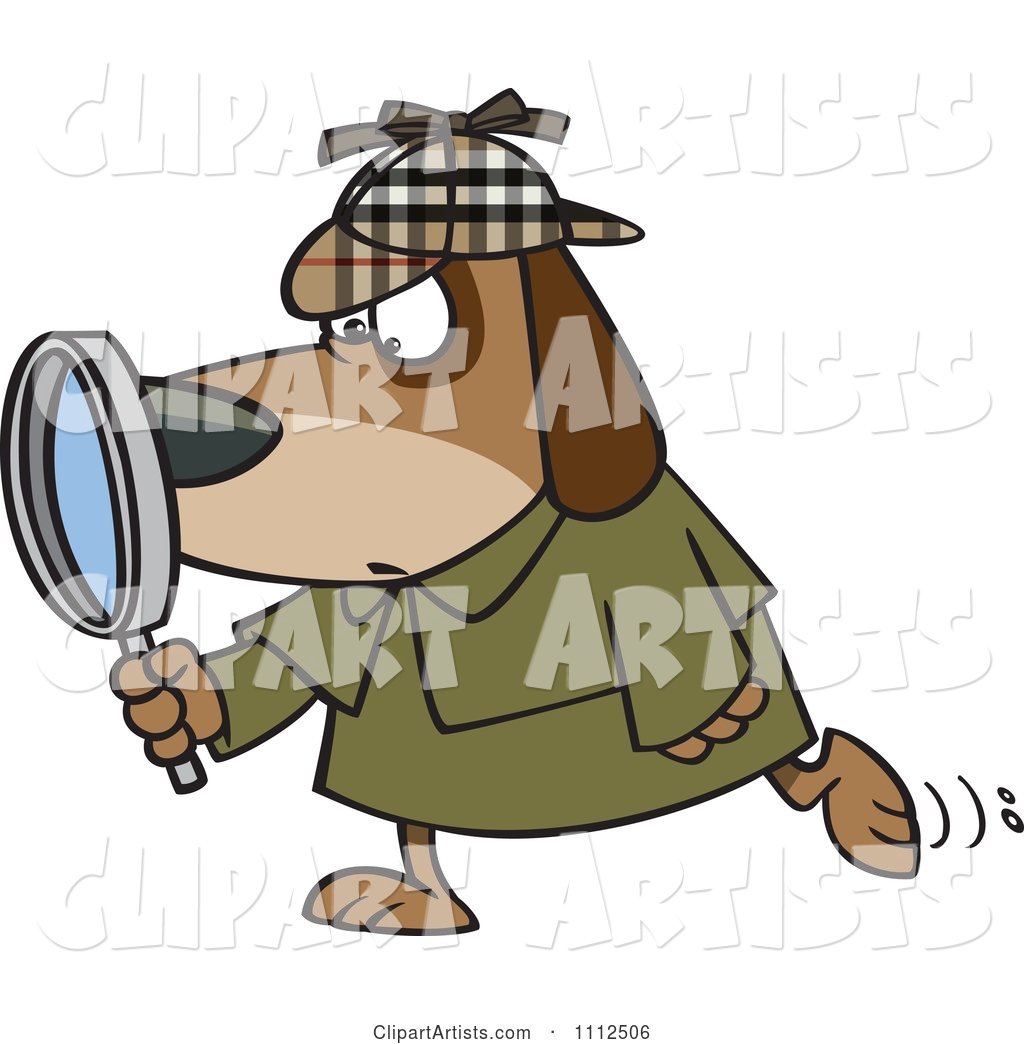 Sleuth Dog Using a Magnifying Glass