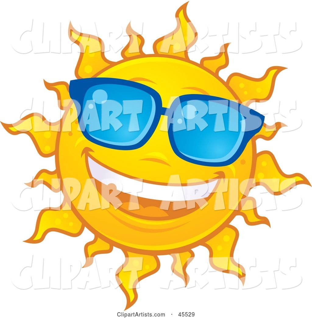 Smiling Sun Shining and Wearing Blue Shades