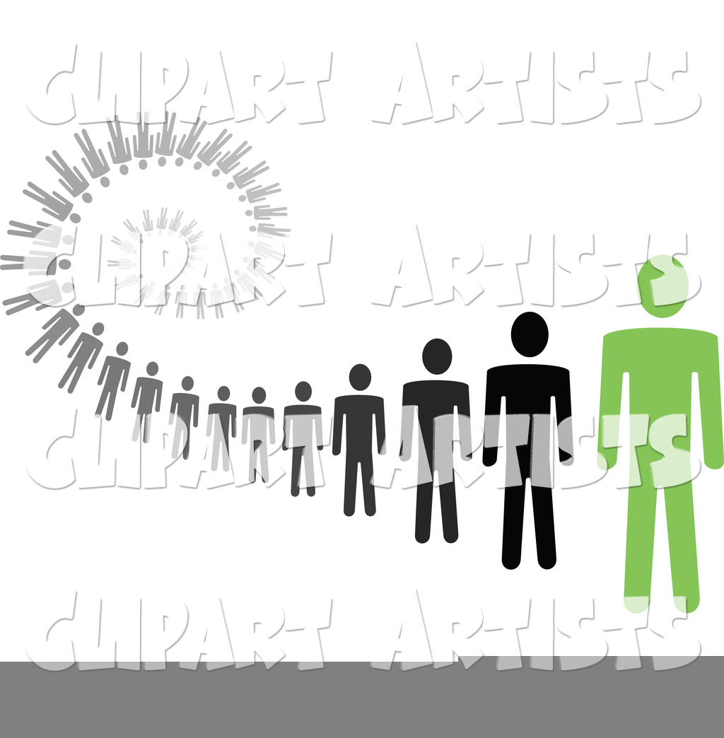 Spiral of Black and Gray Paper People Standing Behind a Green Leader - Version 1