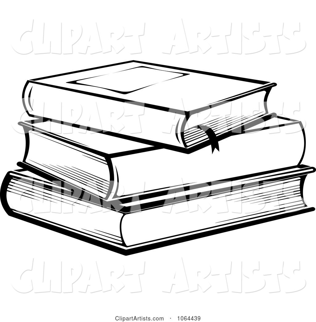 Stack of Books in Black and White