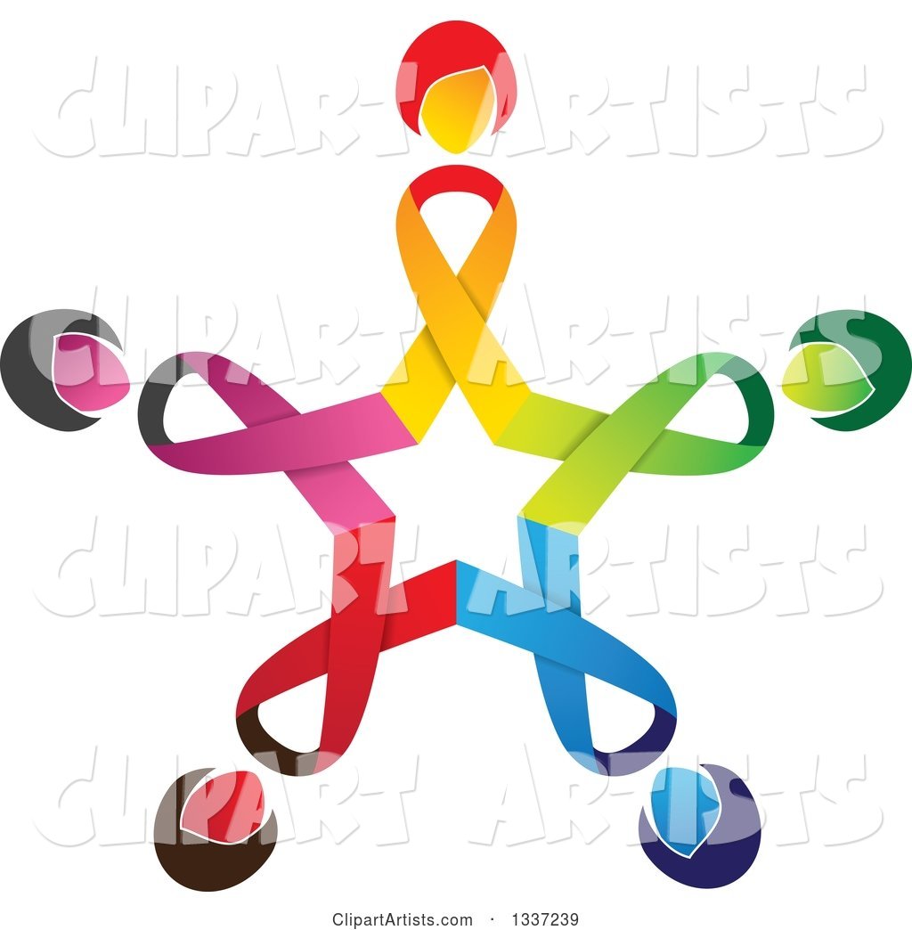 Star Made of Colorful Cancer Awareness Ribbon Women