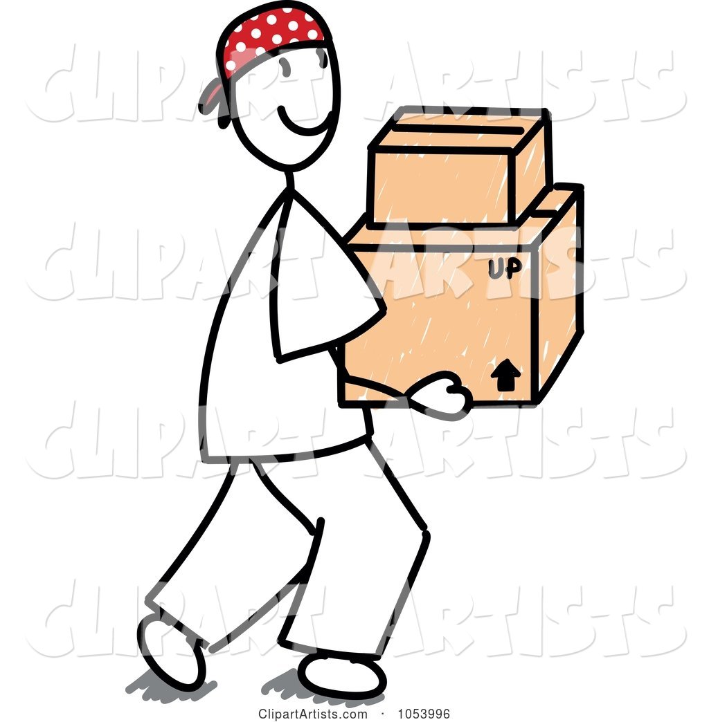 Stick Man Carrying Boxes