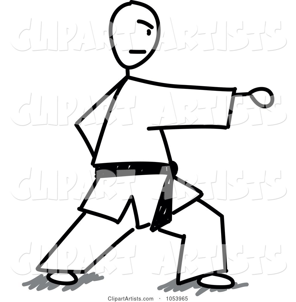 Stick Man Doing Karate