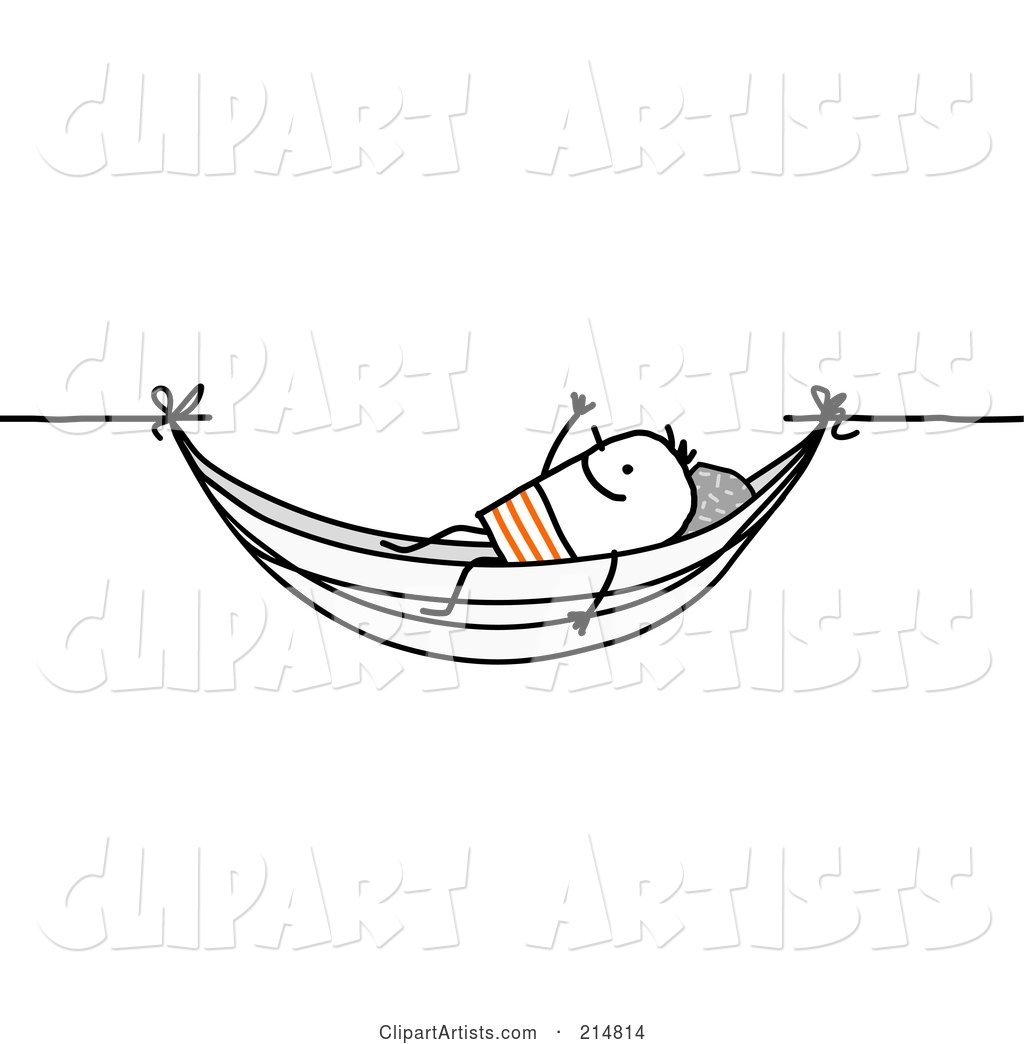 Stick Man Relaxing in a Hammock