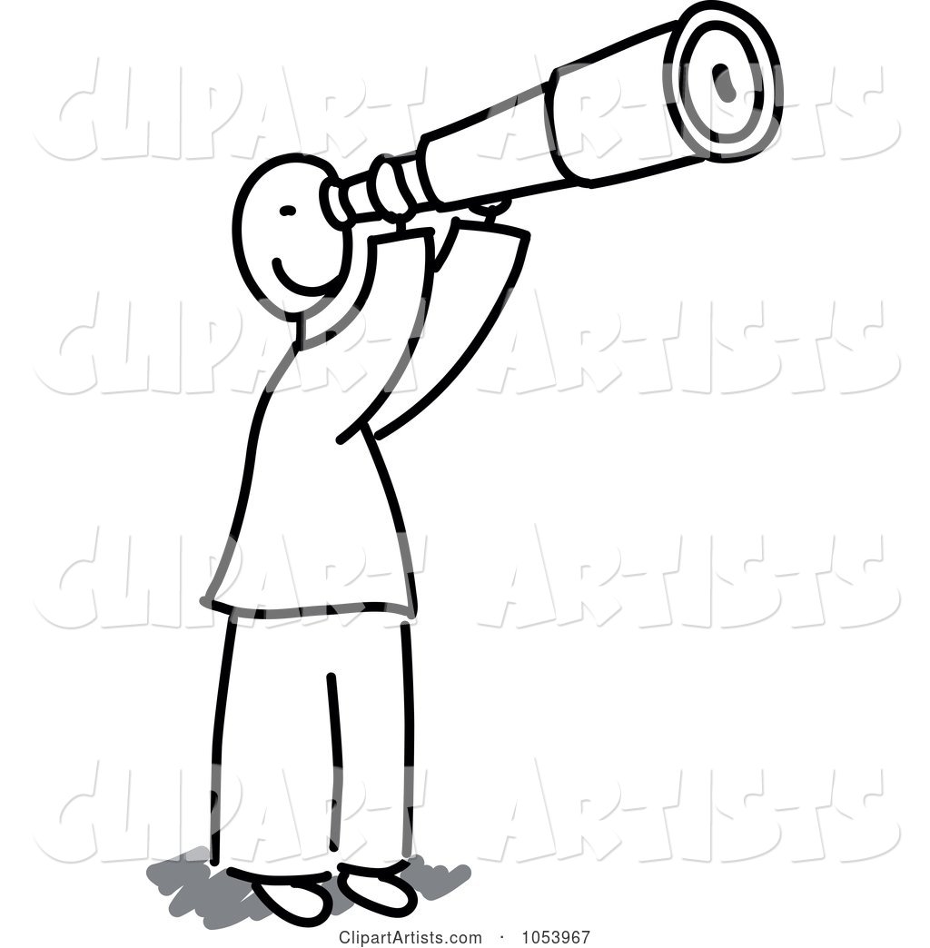 Stick Man Using a Telescope