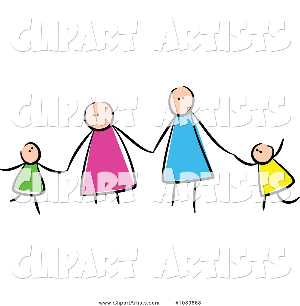 Stick People Family Holding Hands 1