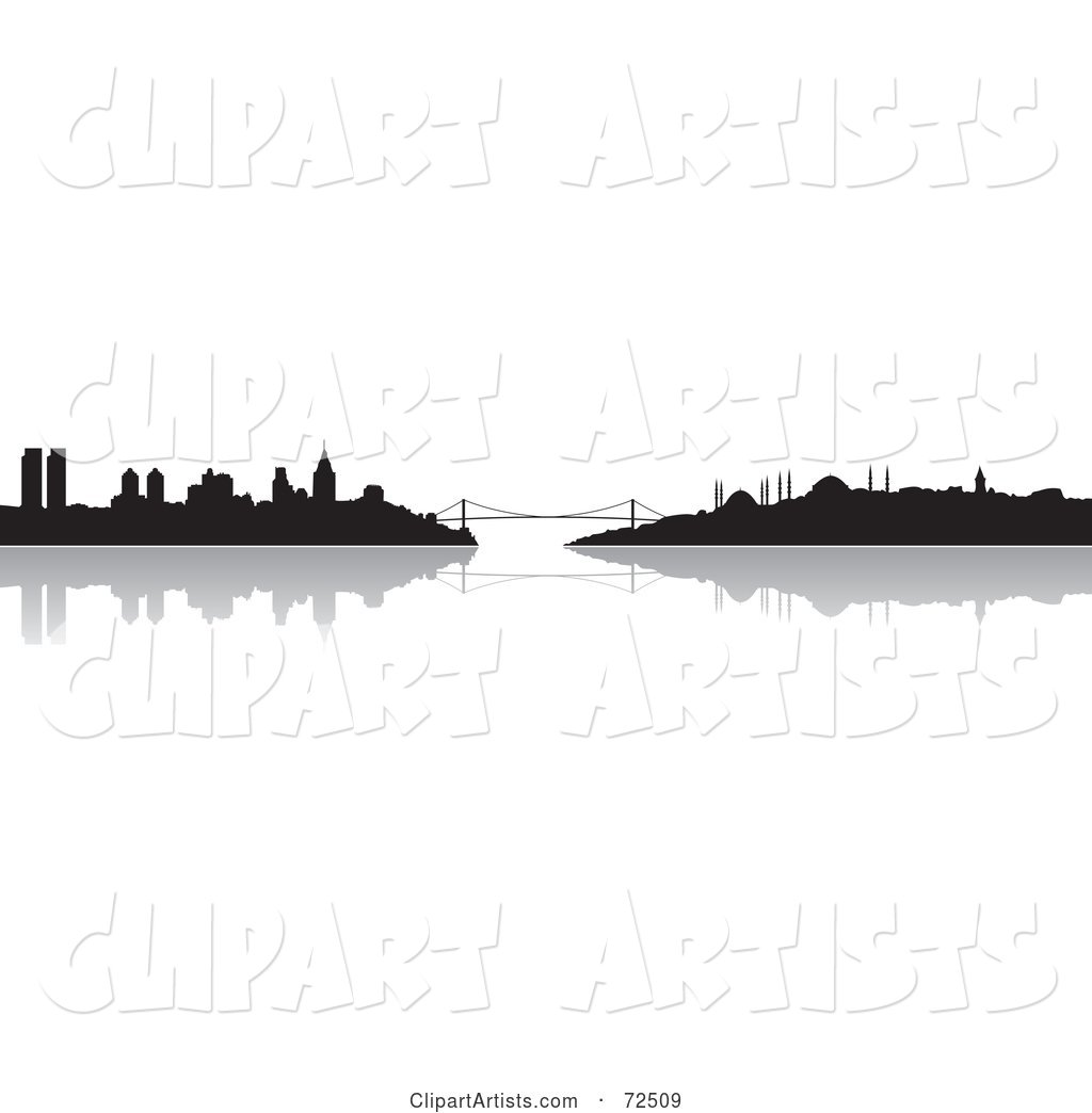 The Istanbul, Turkey Skyline in Silhouette with a Reflection