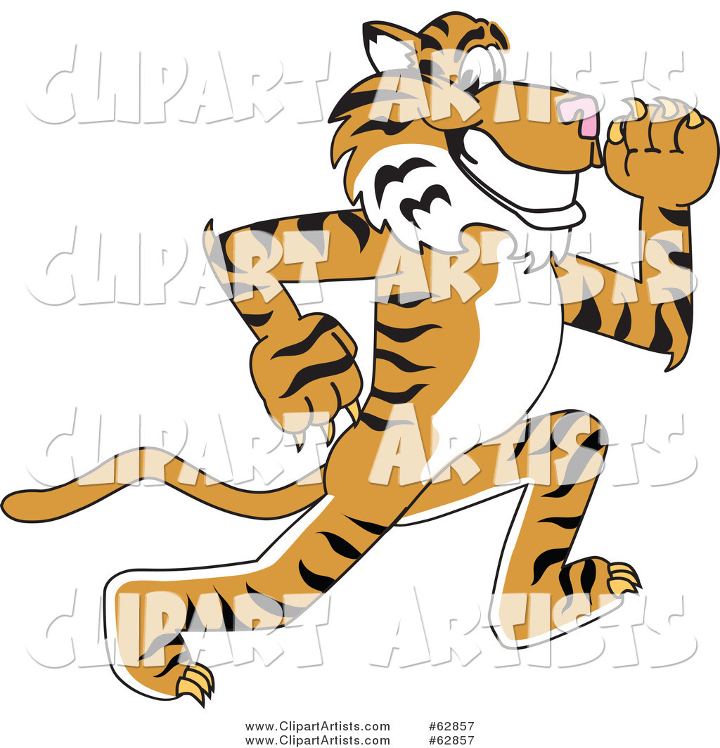 Tiger Character School Mascot Running