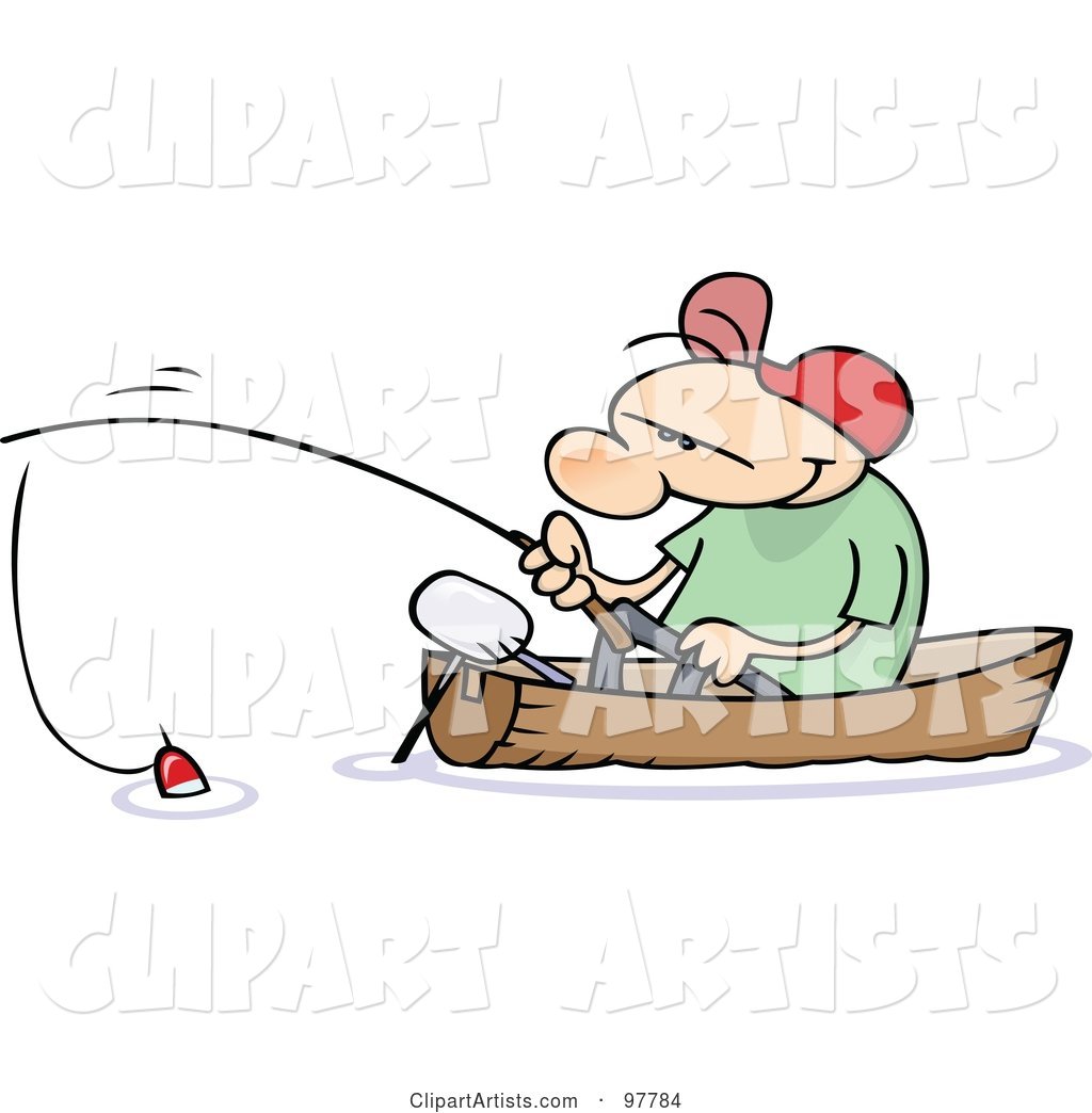Toon Guy Fishing in a Boat