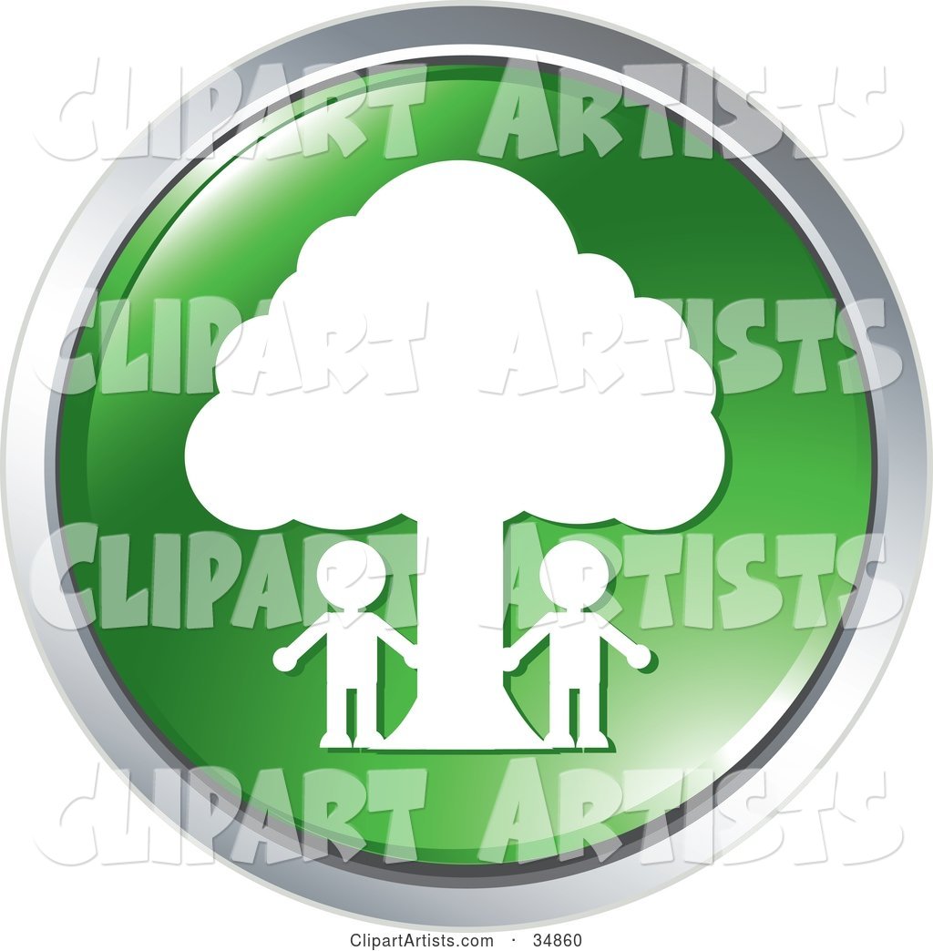 Two People Outside Under a Tree on a Green Website Button