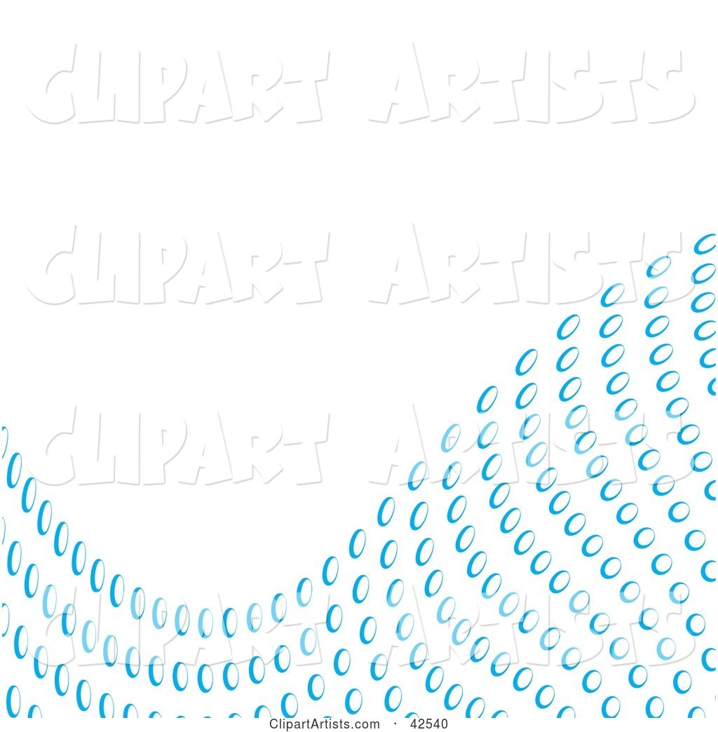 Wave of Blue Water Droplets Along a White Background