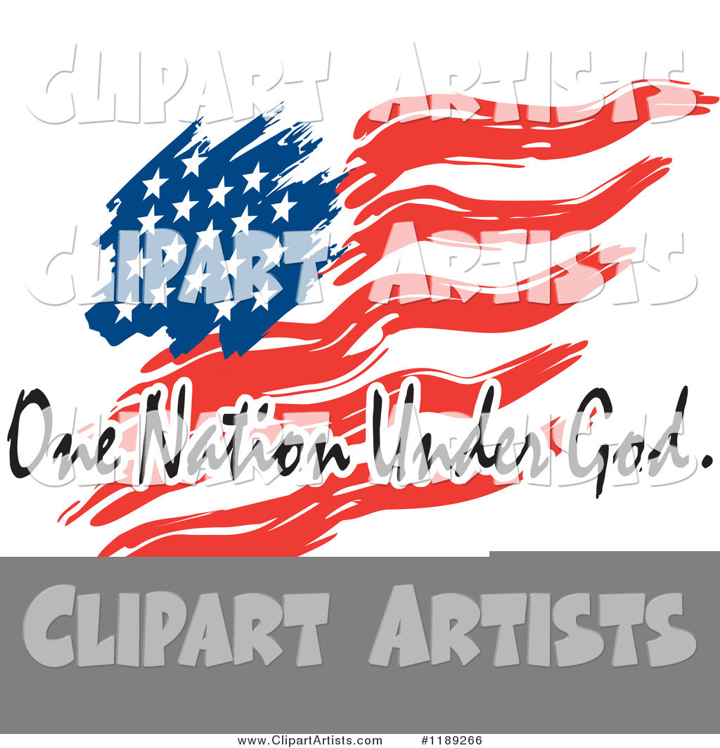 Wavy Painted American Flag with One Nation Under God Text