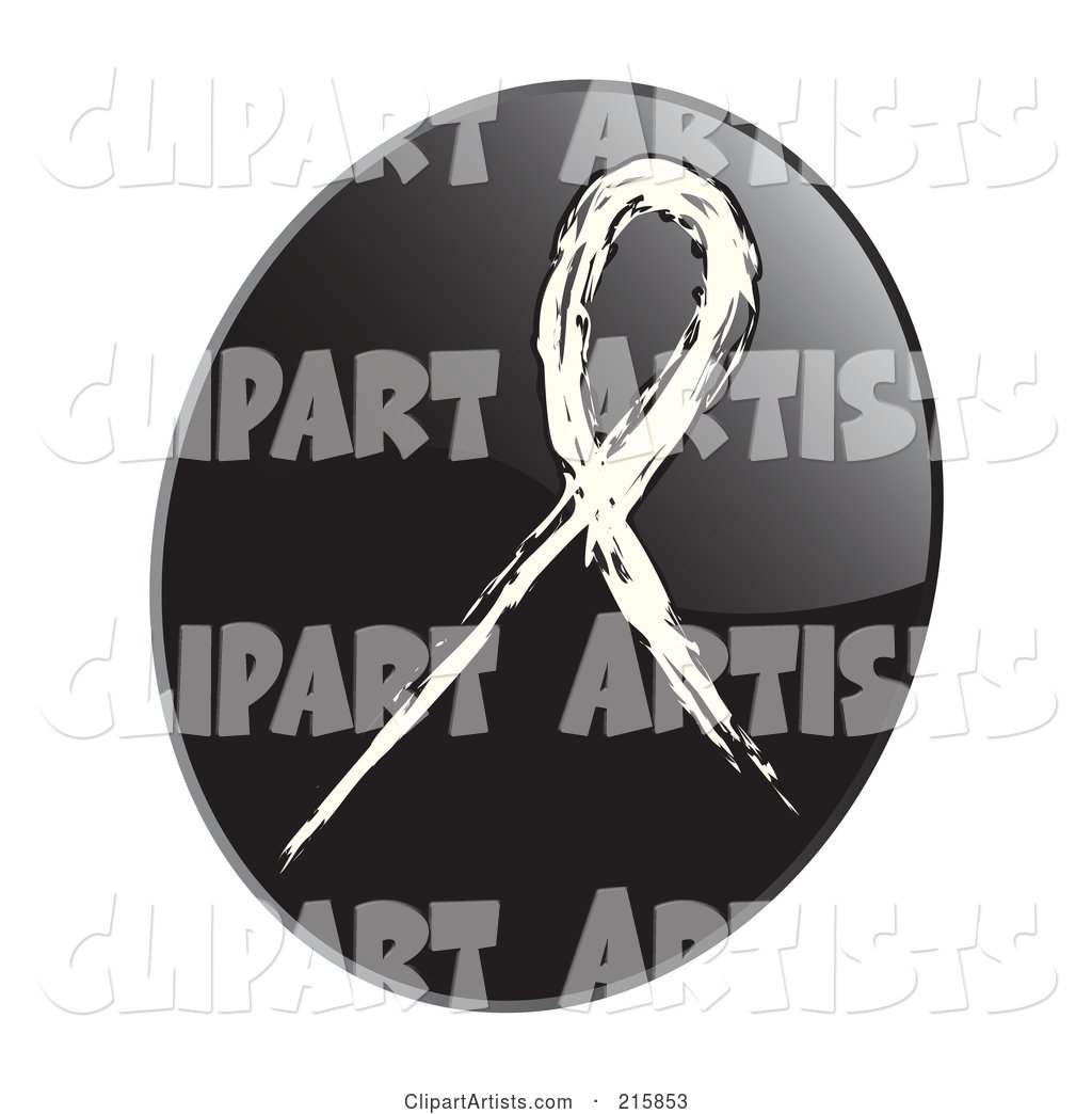 White Awareness Ribbon on a Shiny Black App Icon Button