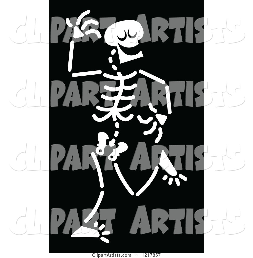 White Dancing Skeleton on Black