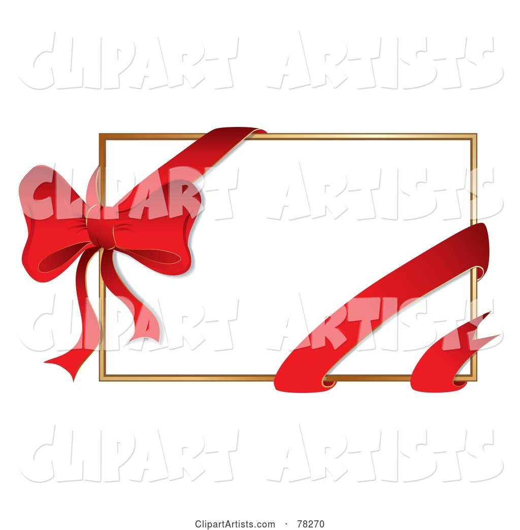 White Gift Card with a Red Ribbon and Bow