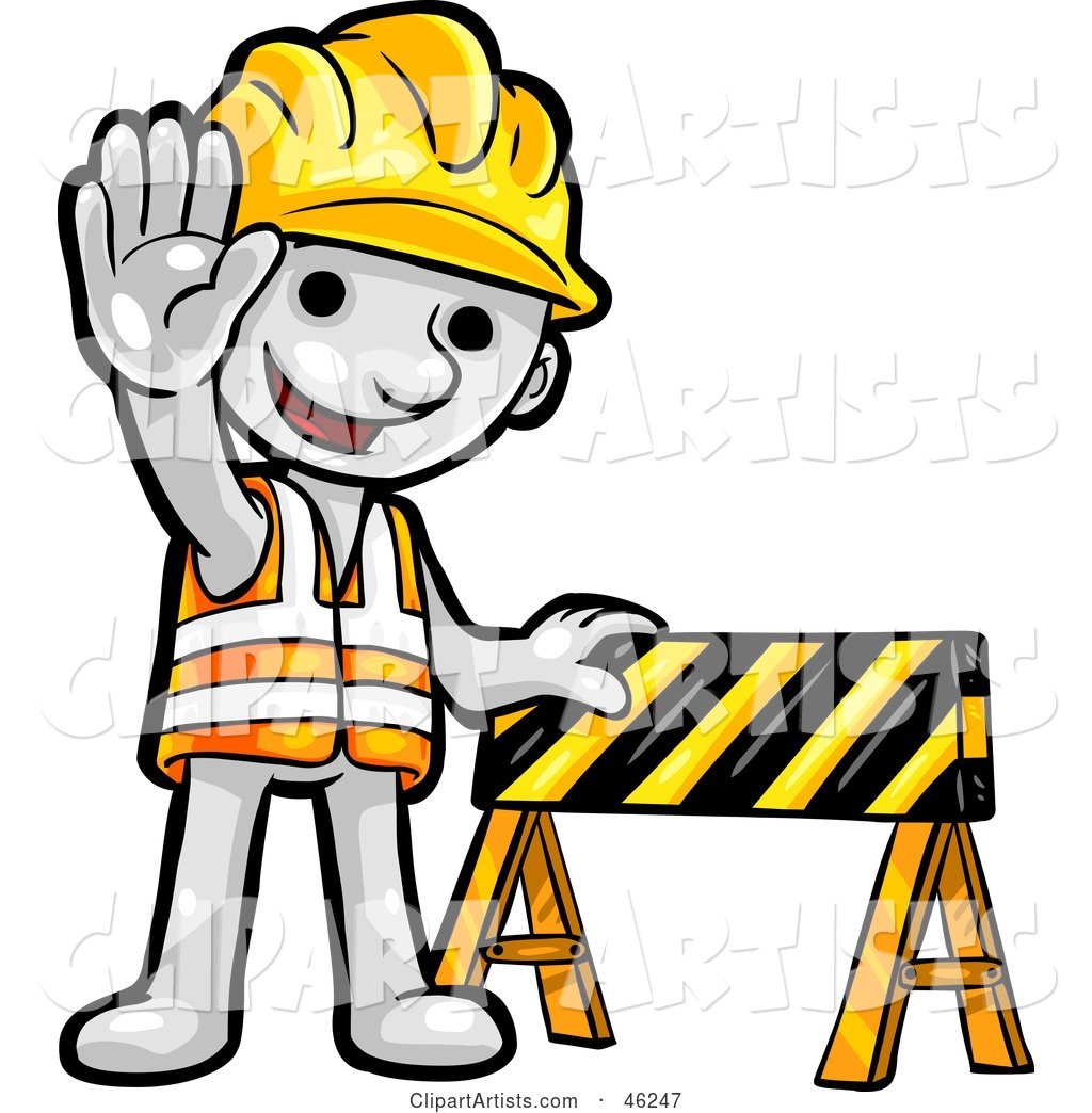 White Smartoon Character Construction Worker