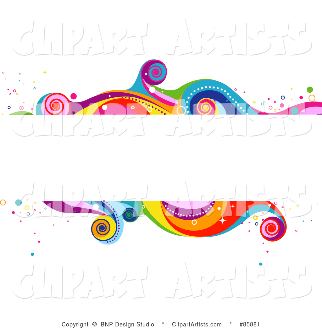 White Text Box with Funky Colorful Waves