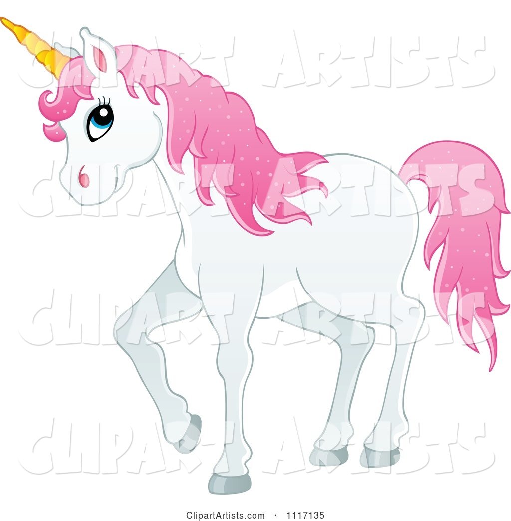 White Unicorn with Pink Hair