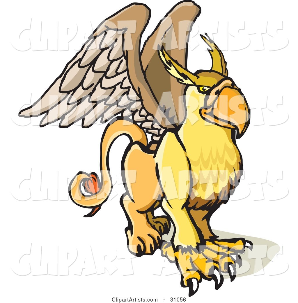 Winged Griffin Creature, Part Lion, Part Eagle