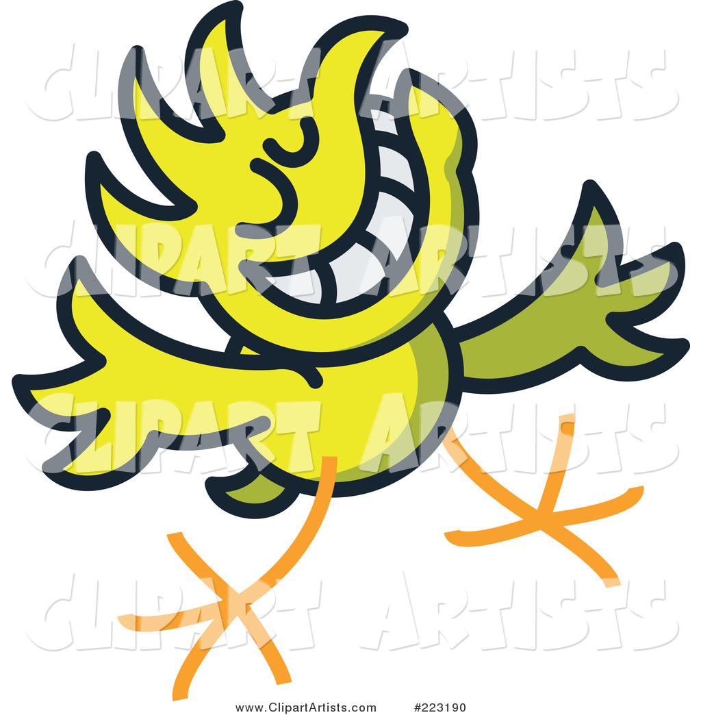 Yellow Chicken Greeting and Smiling