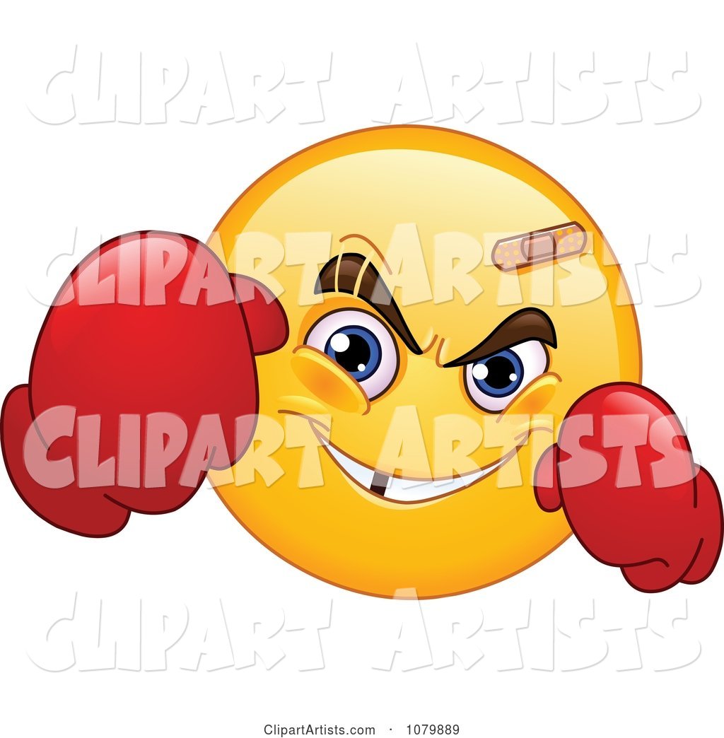 Yellow Emoticon Boxer Wearing Gloves