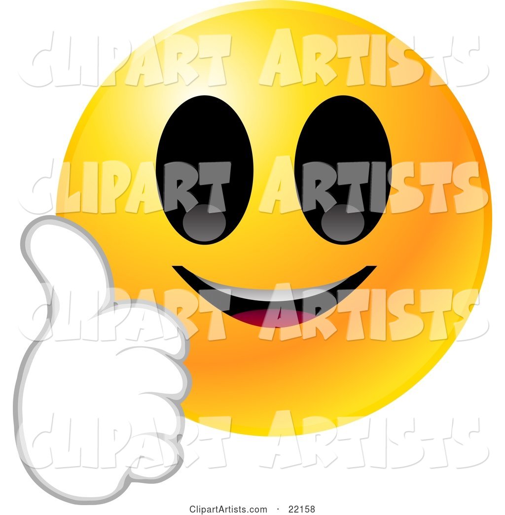 Yellow Emoticon Face Smiling and Giving the Thumbs up
