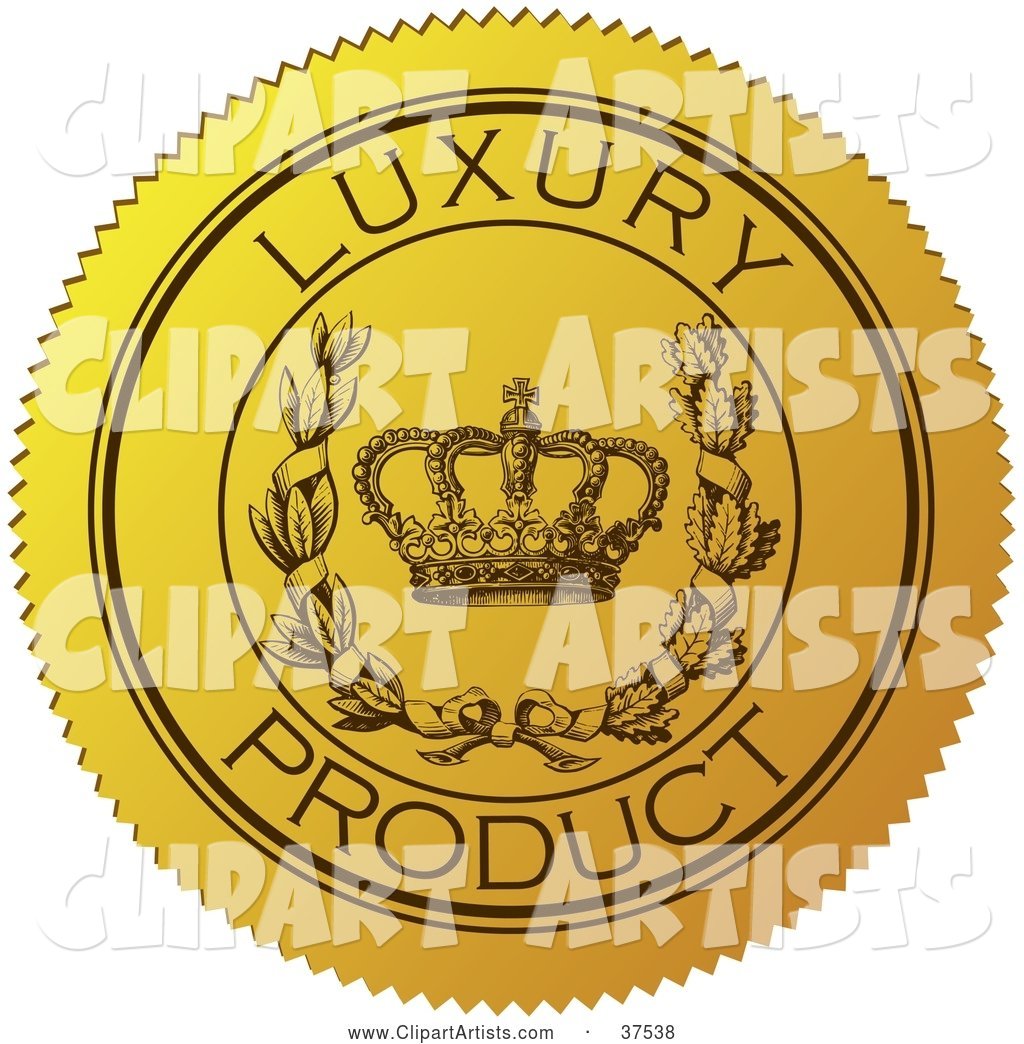 Yellow Luxury Product Sticker with a Crown and Laurel