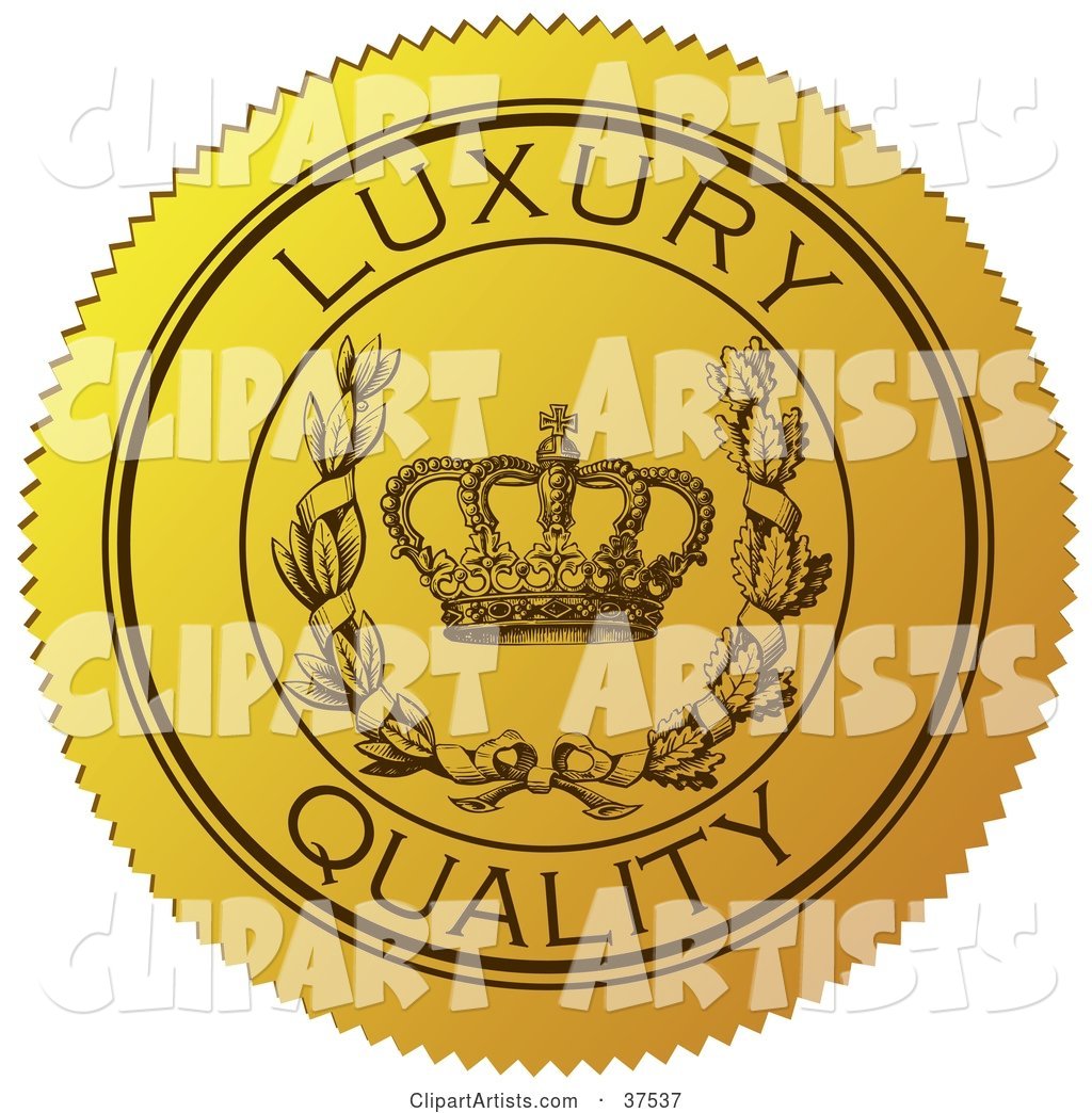 Yellow Luxury Quality Sticker with a Crown and Laurel