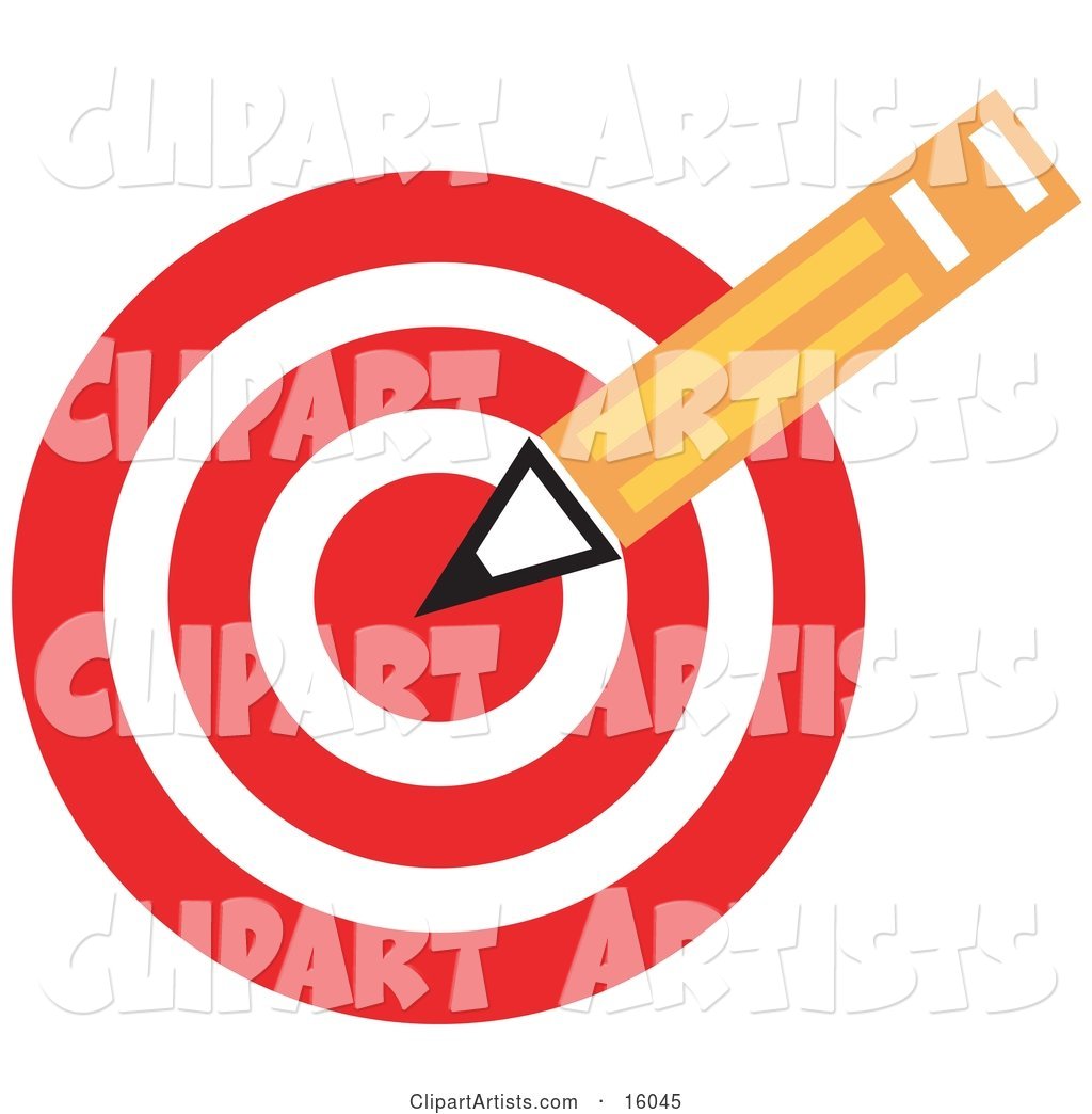 Yellow Number Two Pencil over a Red Bullseye Target, Symbolizing Targeted Advertising