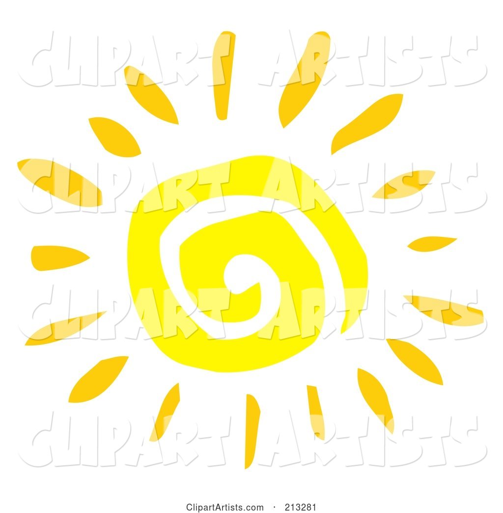 Yellow Painted Style Spiral Sun