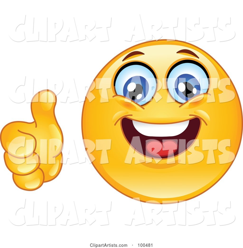 Yellow Smiley Face Holding a Thumb up
