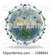 African Globe Surrounded by World Network Connections