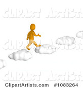 Anaranjado Orange Man Walking on Cloud Steps
