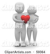 Blanco Man Character Couple Standing Together and Holding a Heart