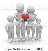 Blanco Man Character Family Holding a Heart