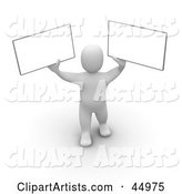 Blanco Man Character Holding up Two Signs
