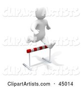 Blanco Man Character Leaping over a Hurdle