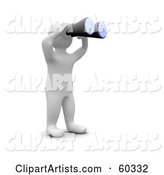 Blanco Man Character Using Binoculars