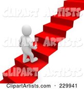 Blanco Man Climbing up a Red Carpet Staircase