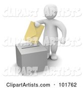 Blanco Man Putting a Voting Envelope in a Ballot Box
