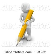 Blanco Man Writing with a Yellow Pencil