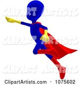 Blue Super Hero Person Flying