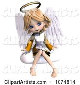 Cute Angel Girl Sitting on a Cloud 4