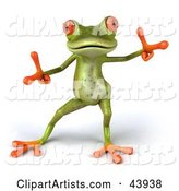 Cute Dancing Green Tree Frog with Big Red Eyes