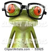 Cute Green Tree Frog Wearing Spectacles - Version 4