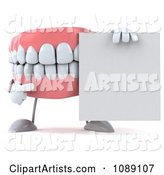 Dentures Character with a Sign 1