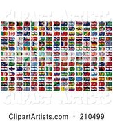 Digital Collage of 210 Wavy International Flags of the World