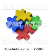 Four Colorful Puzzle Pieces Connected
