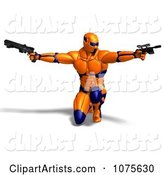 Futuristic Super Hero Shooting in an Orange Nanosuit 3