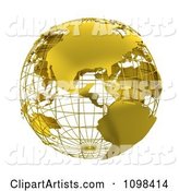 Golden Wire Grid Globe Featuring the Americas